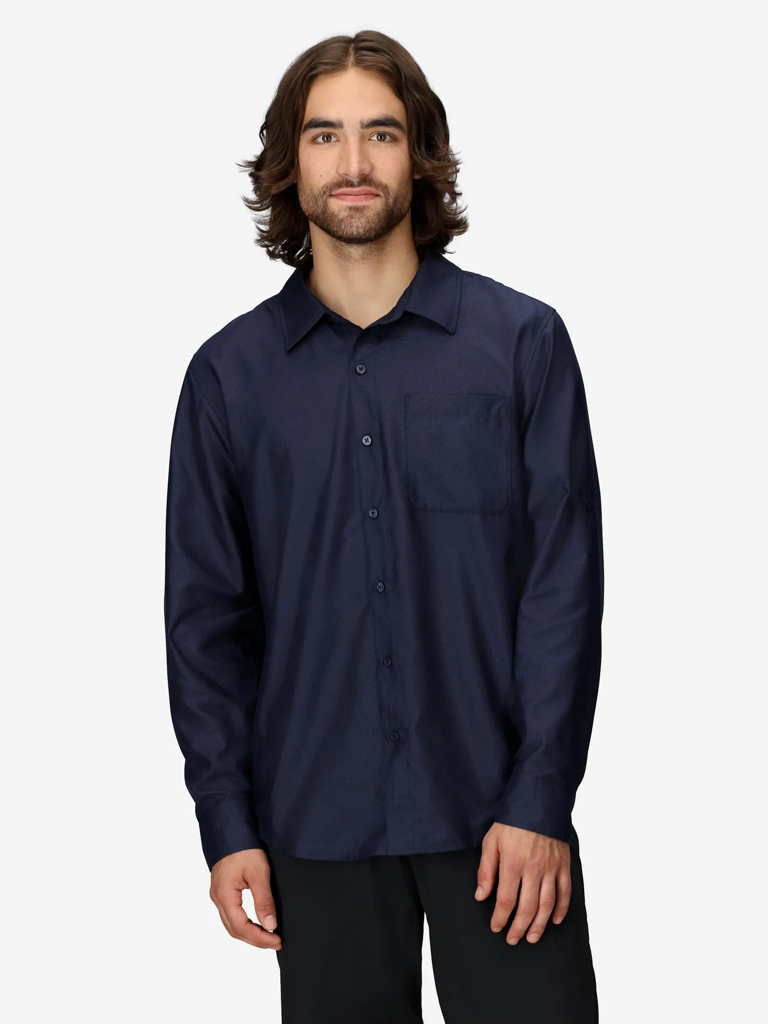 Marmot Men's AirExchange Perforated Long-Sleeve Shirt (Spring 2025) in Arctic Navy