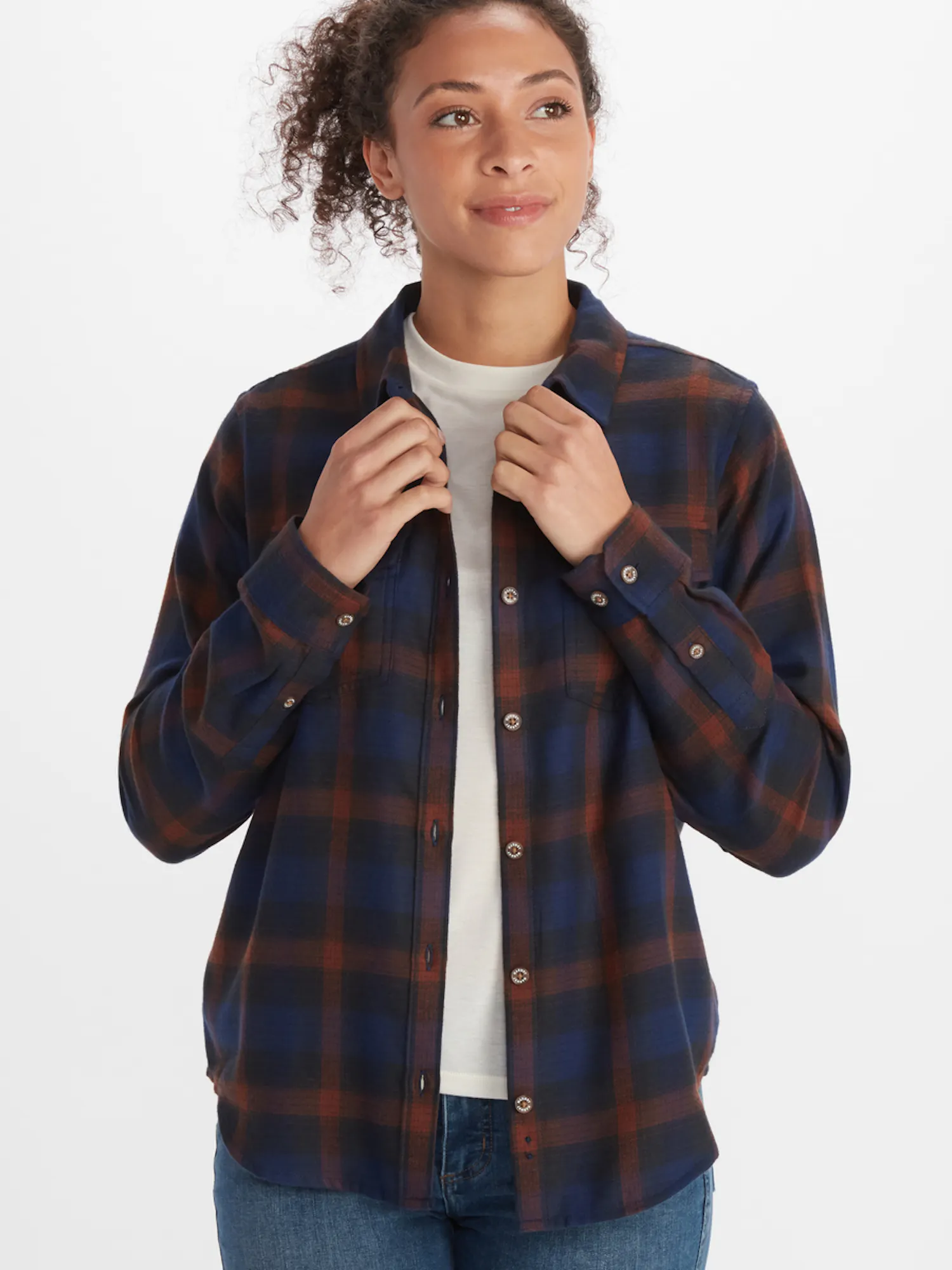 Marmot Women's Fairfax Midweight Flannel Shirt in Arctic Navy | Cotton