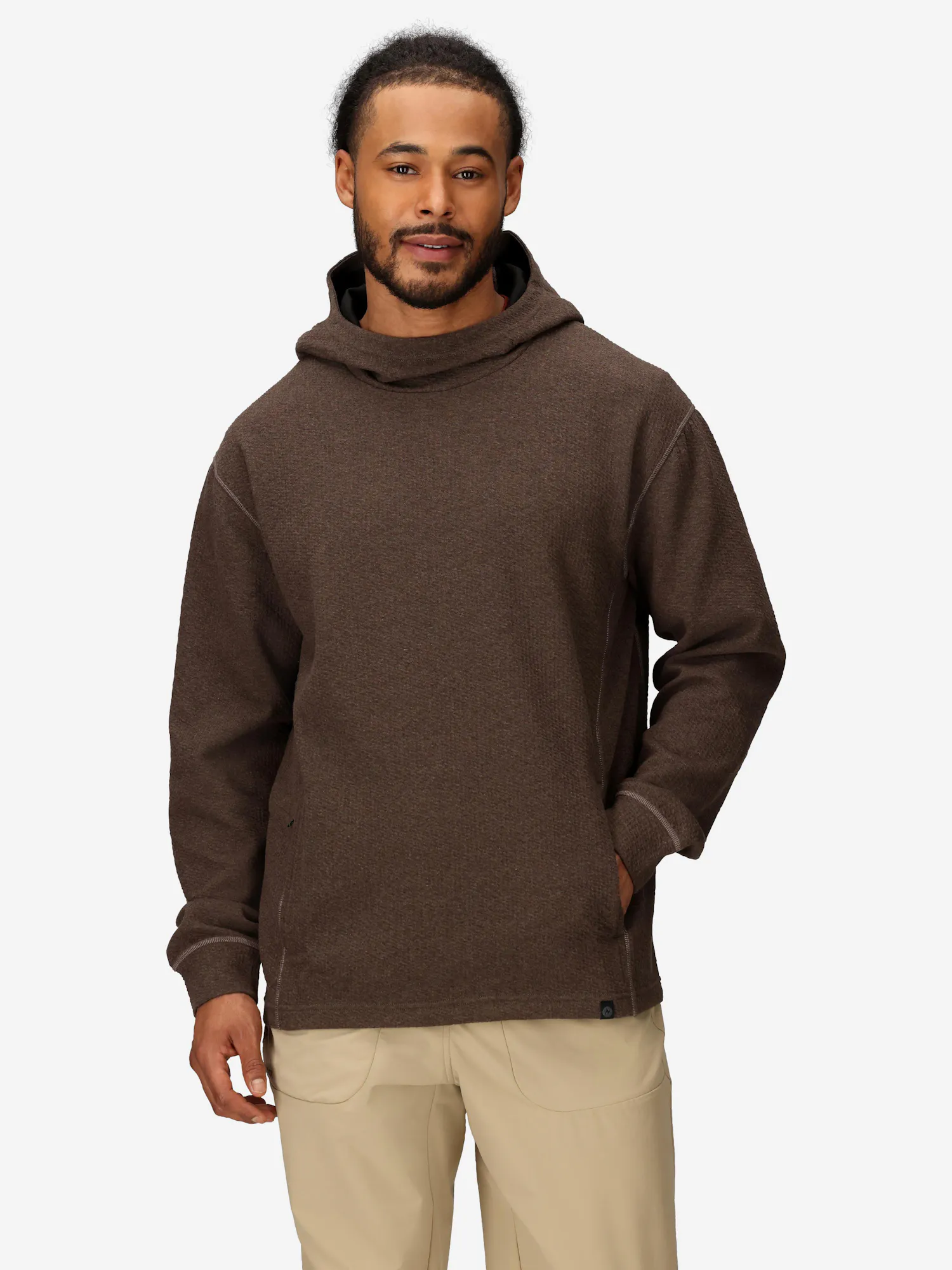 Marmot Men's Ridge Tech Waffle Knit Hoody (Fall 2025) in Hickory Nut Heather | Cotton