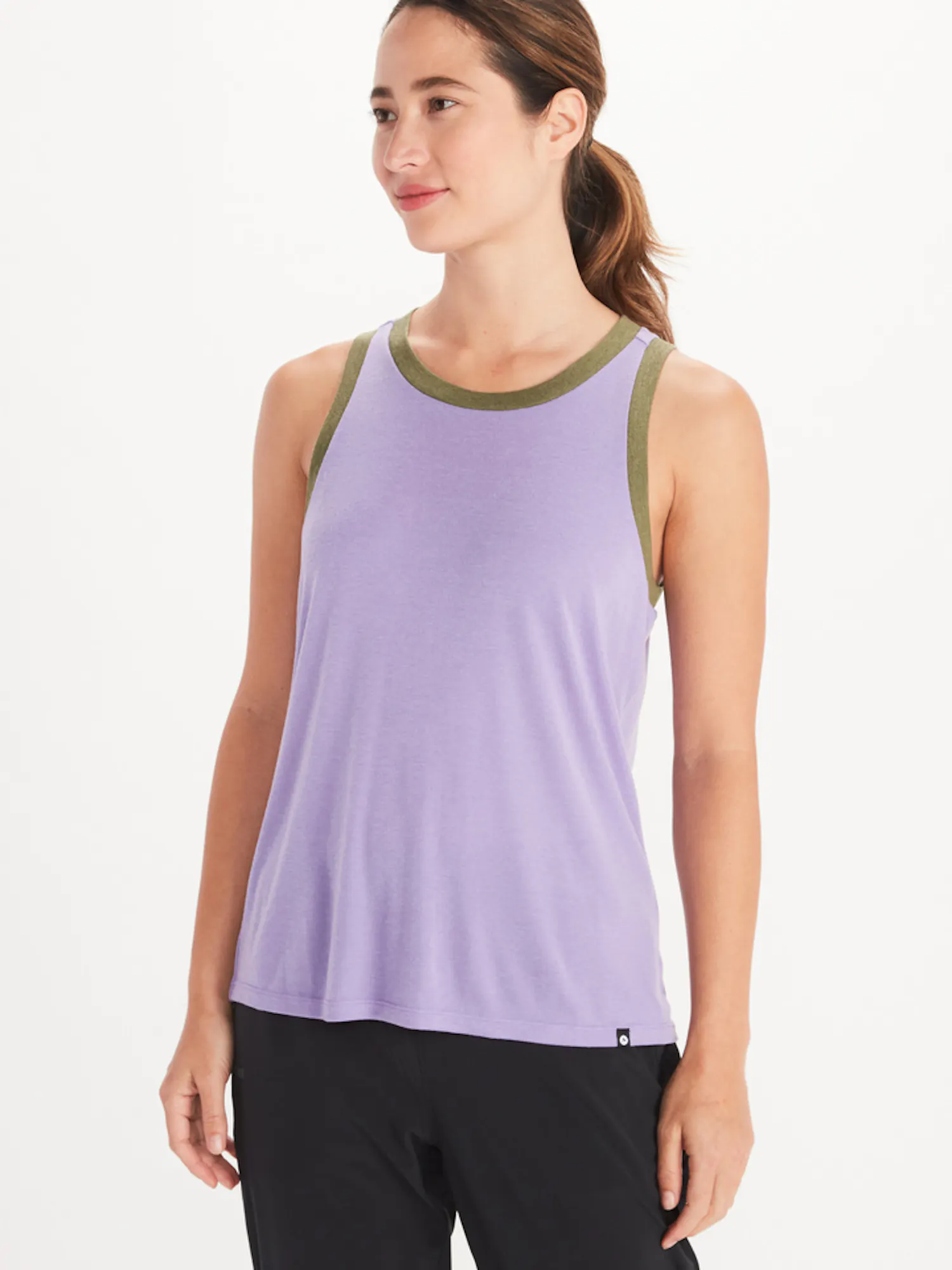 Marmot Women's Switchback Tank Shirt in Paisley Purple/Winter Moss