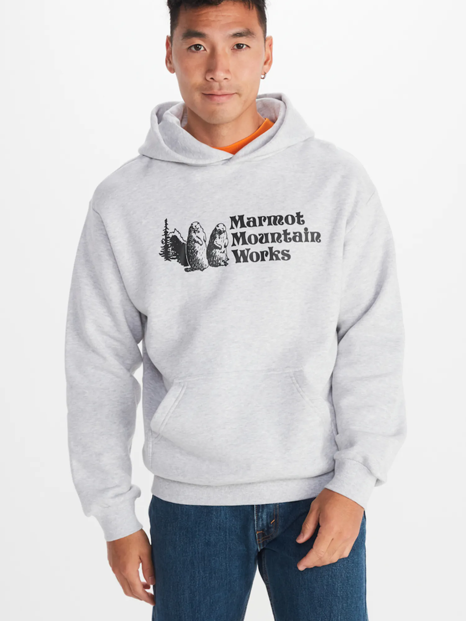 Marmot Men's Mountain Works Heavyweight Hoody in Light Grey Heather | Cotton
