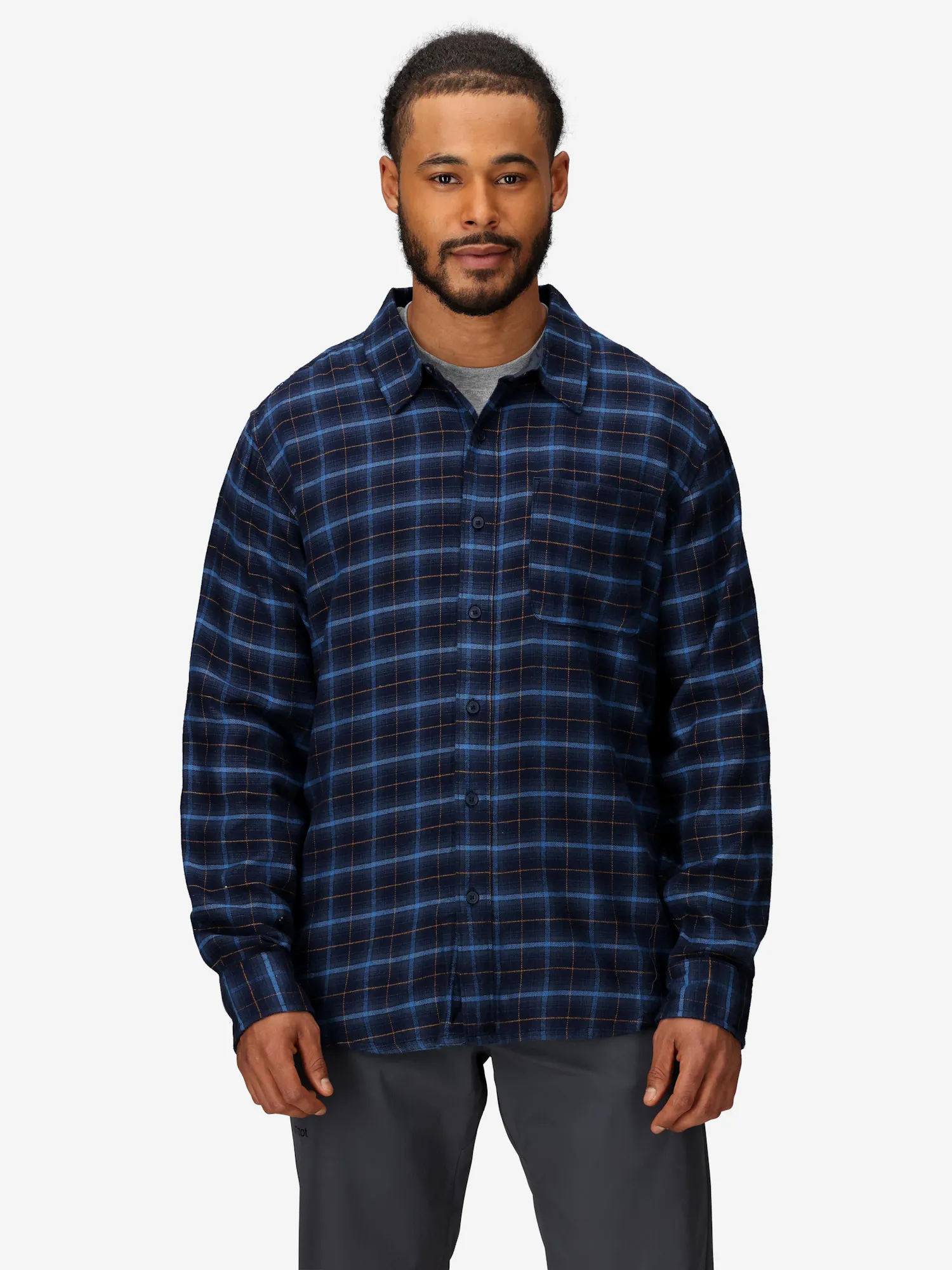 Marmot Men's Rush Creek Lightweight Flannel Long-Sleeve Shirt (Fall 2025) in Arctic Navy | Cotton