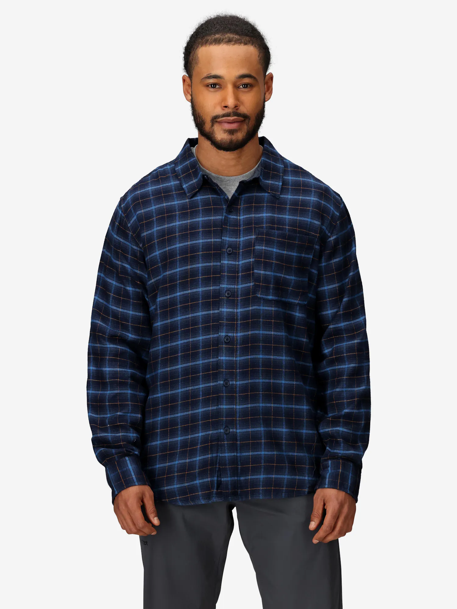 Marmot Men's Rush Creek Lightweight Flannel Long-Sleeve Shirt (Fall 2025) in Arctic Navy | Cotton