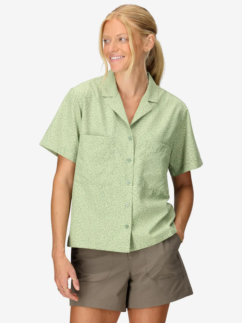 Wm's AirExchange UPF 40 Camp Novelty SS Shirt