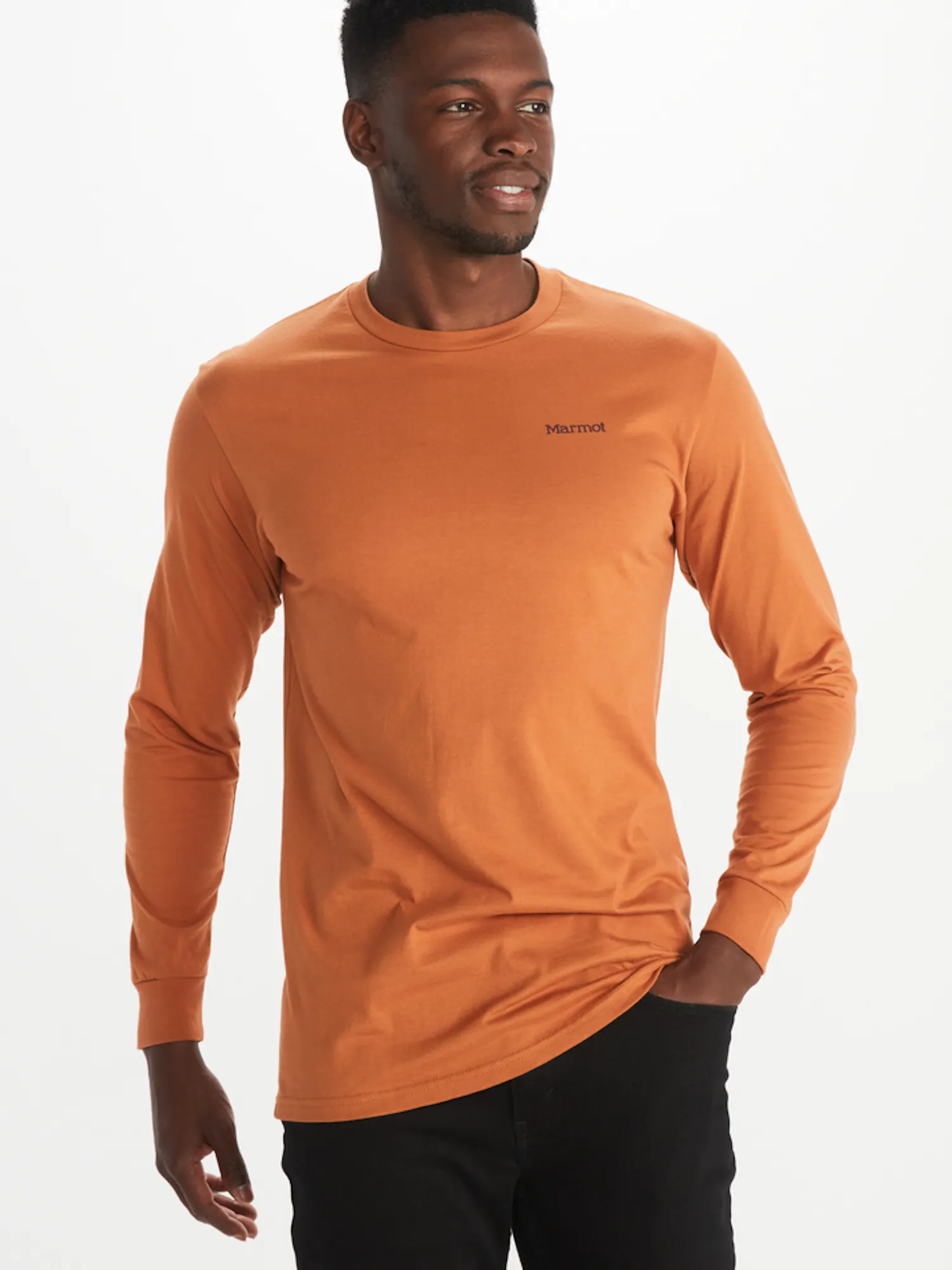 Marmot Men's Mountain Long-Sleeve T-Shirt in Copper | Cotton