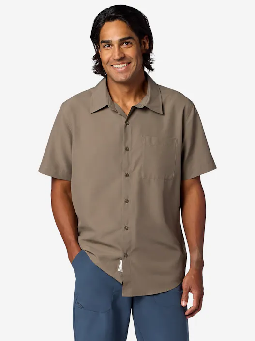 Men's AirExchange UPF 40 Novelty Short-Sleeve Collared Shirt