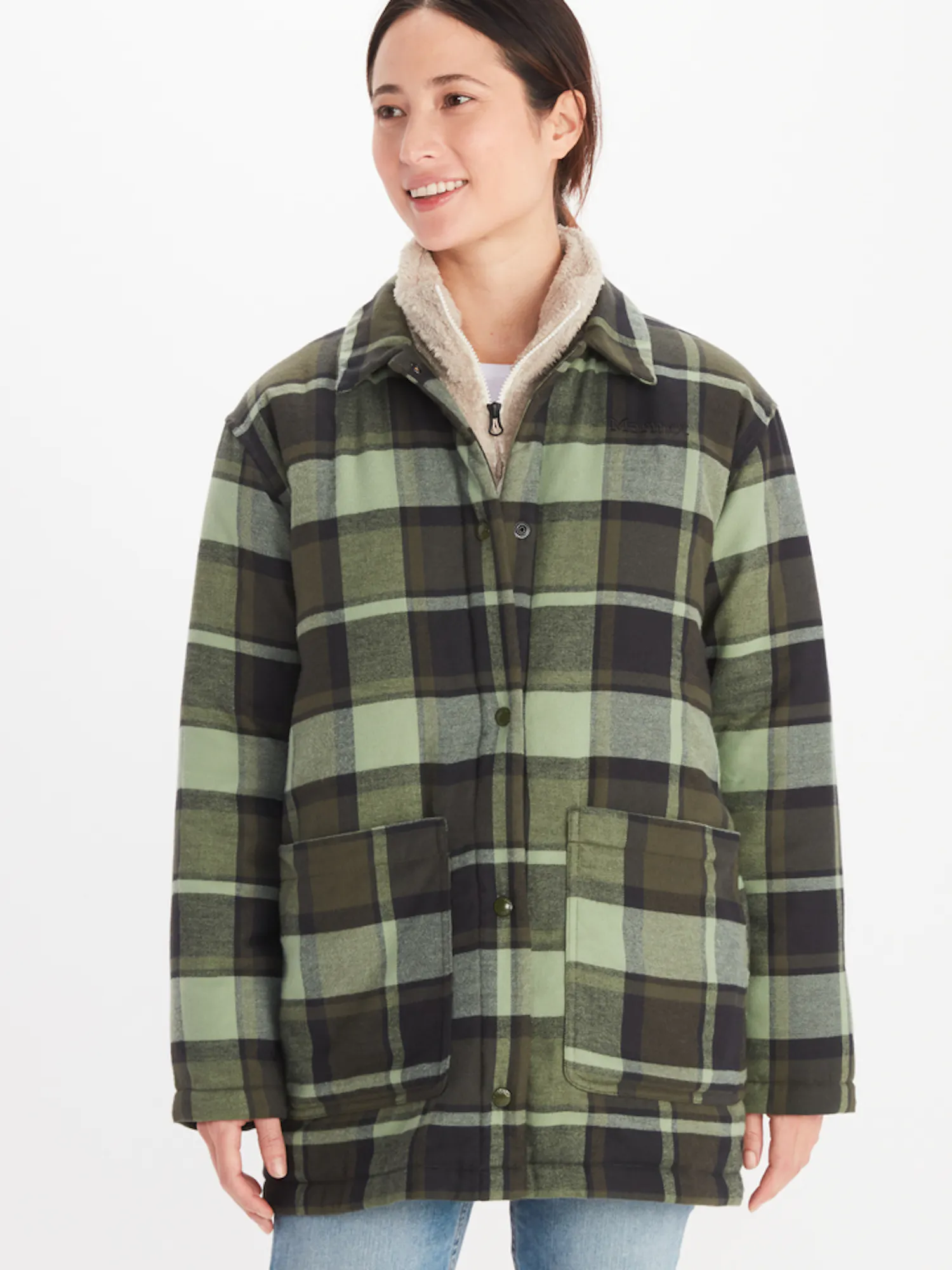 Marmot Women's Lanigan Flannel Chore Coat in Nori