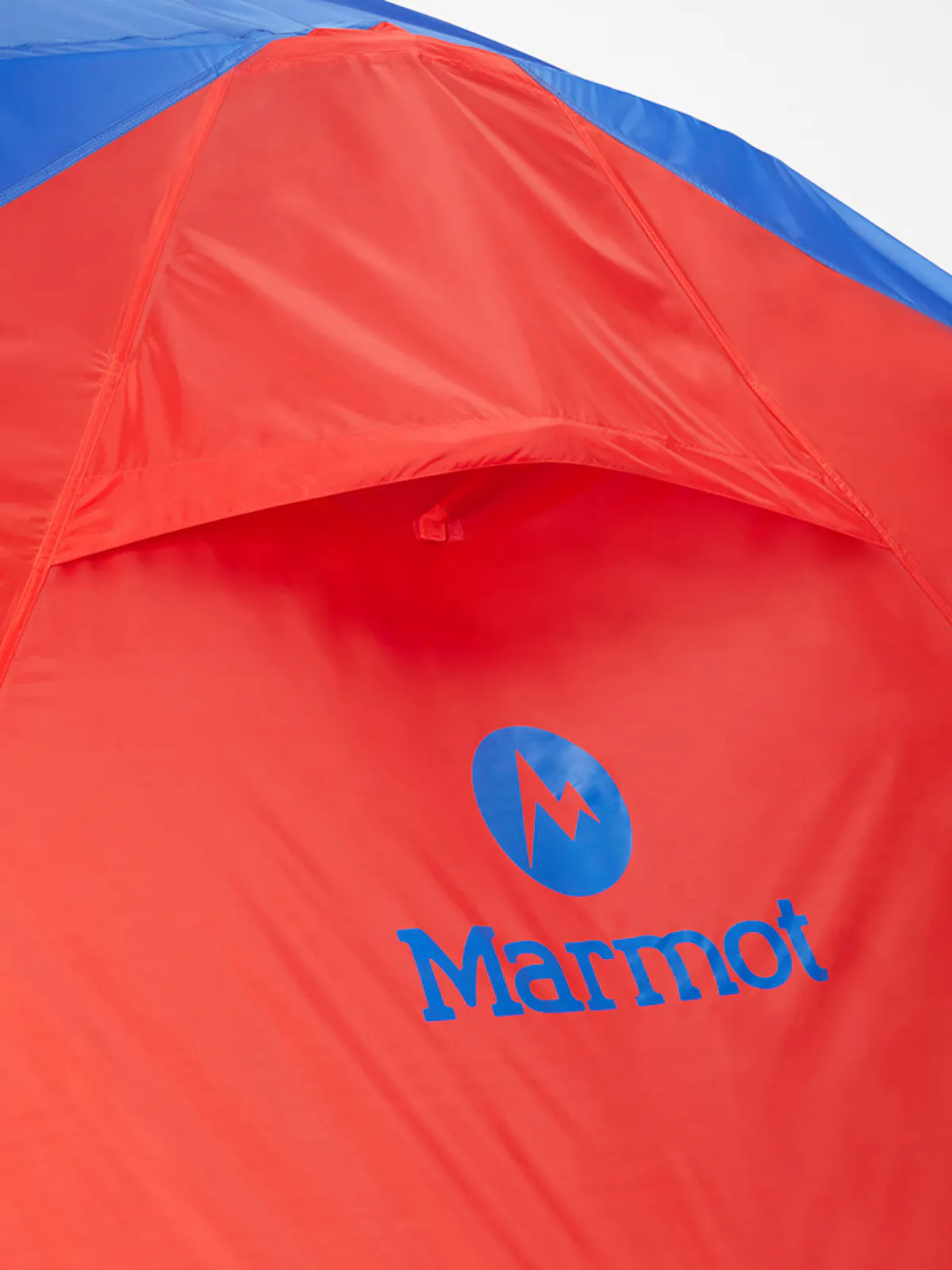 closeup of marmot logo on tent