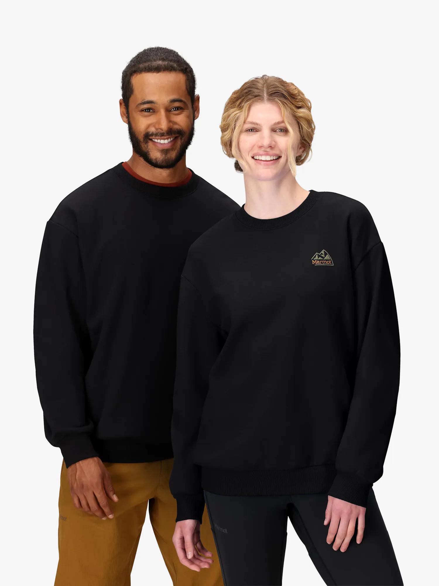 Marmot Unsiex Peaks Crew Sweatshirt (Spring 2026) in Black | Cotton