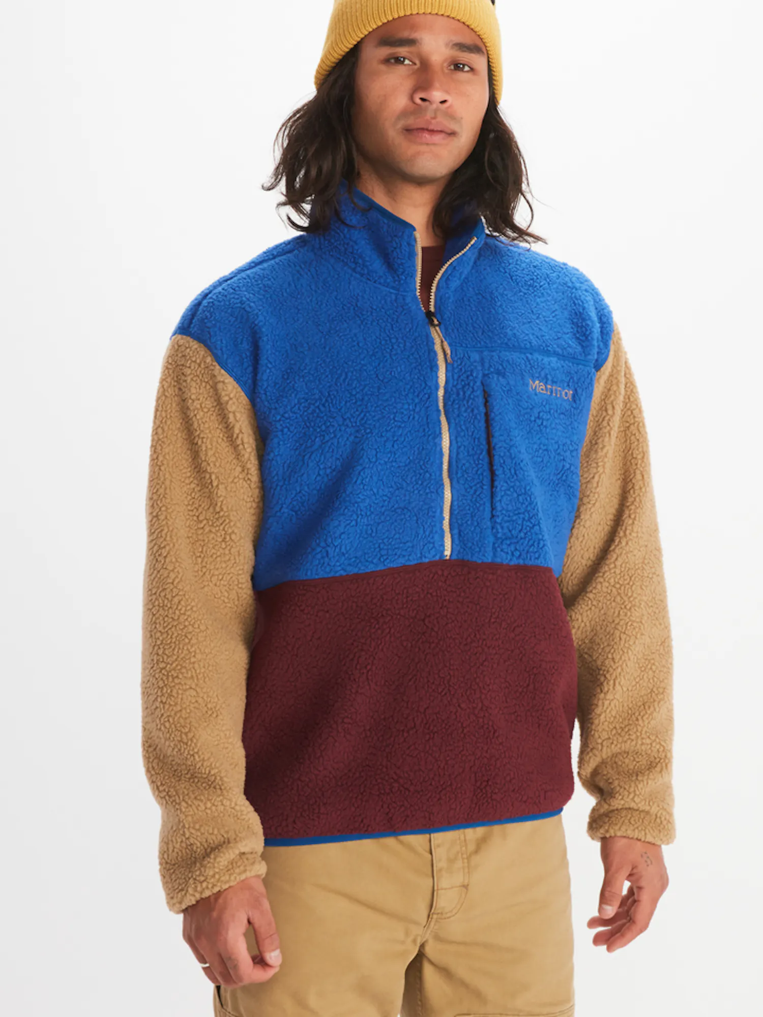 Marmot Men's Aros 1/2-Zip Fleece Jacket in Dark Azure/Port Royal/Shetland