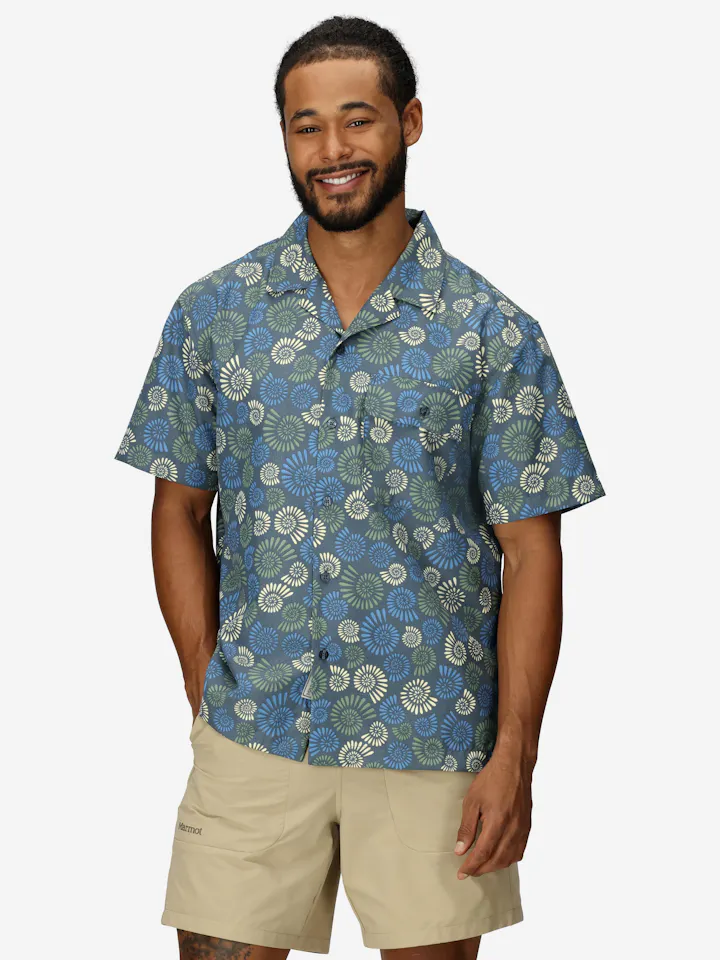 ¥22550 Admiral セットアップ M グリーン キュロット Tシャツ Men's AirExchange UPF 40 Short-Sleeve Novelty Camp Collared Shirt