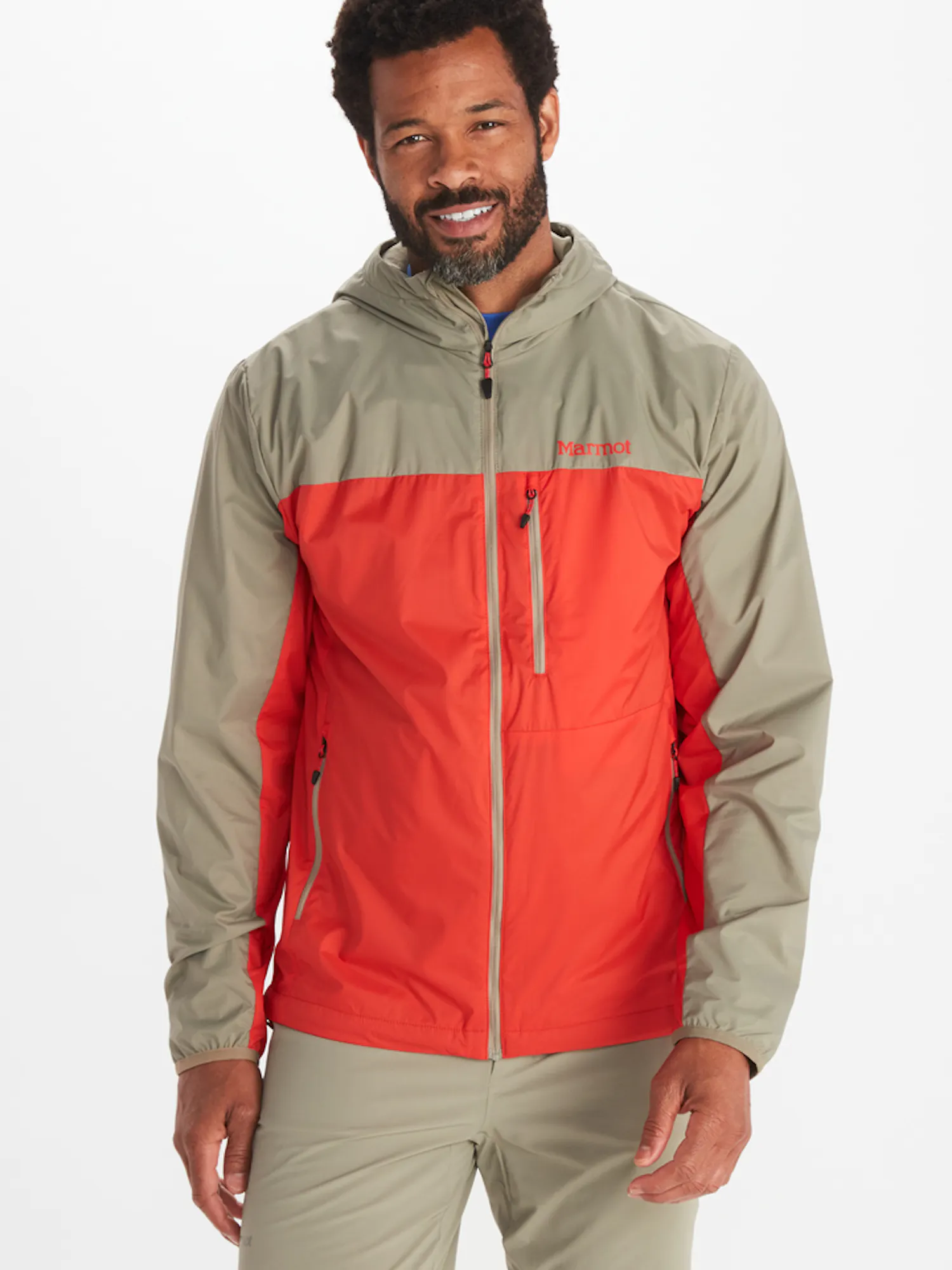 Marmot Men's Ether DriClime® Hoody in Vetiver/Victory Red