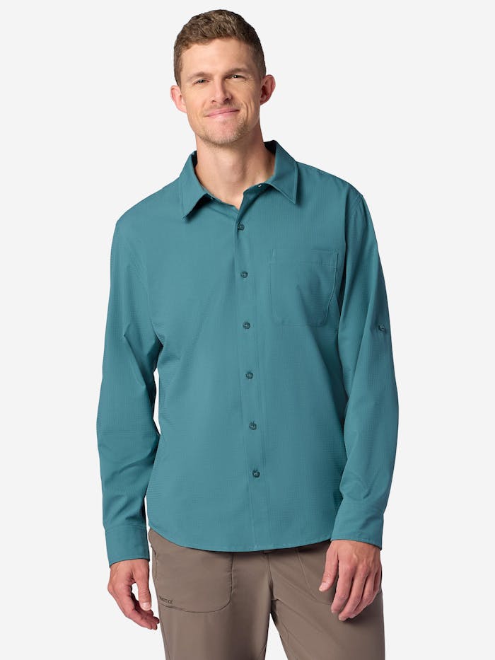 Men's AirExchange Perforated Long-Sleeve Collared Shirt