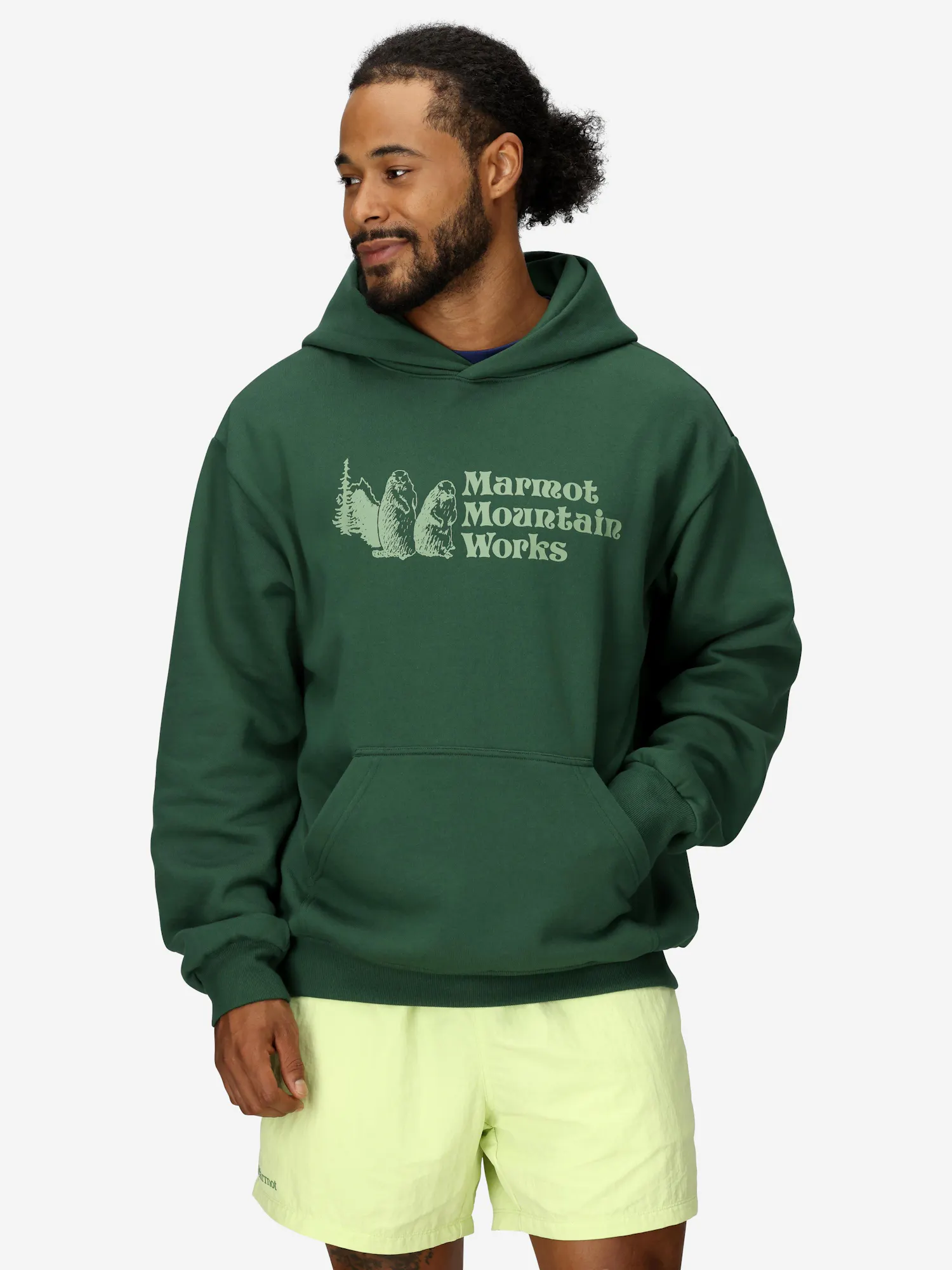 Marmot Men's Mountain Works Hoody (Spring 2025) in Juniper Green | Cotton