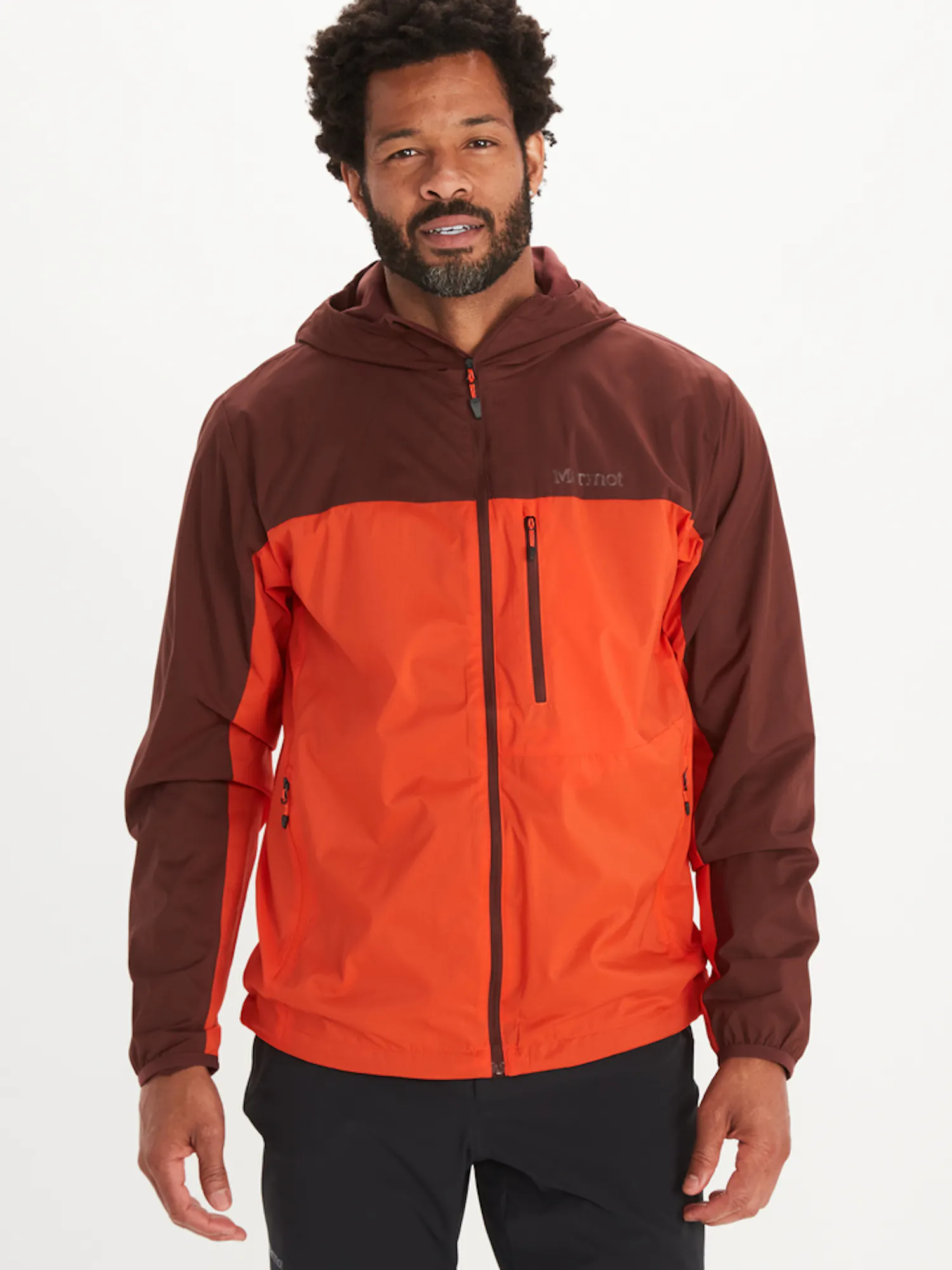 Marmot Men's Ether DriClime® Hoody in Whiskey Brown/Red Sun