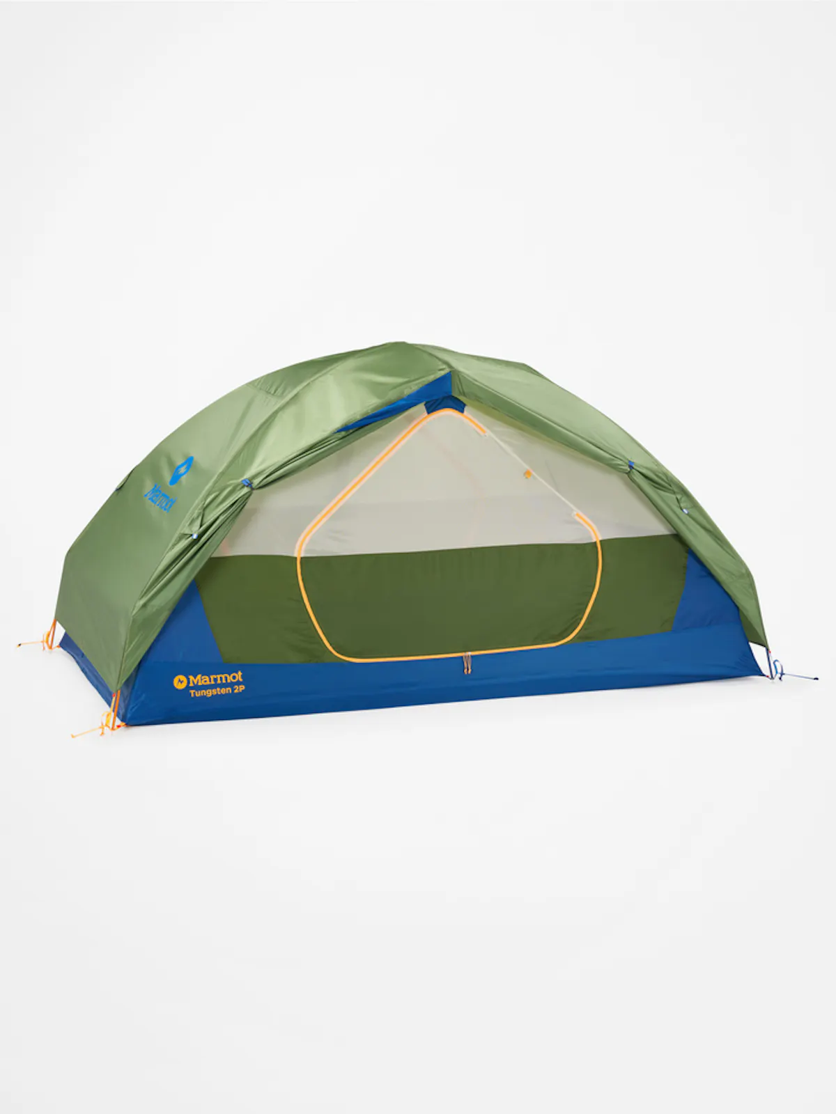 Marmot tungsten 2 person with green rain fly tied back