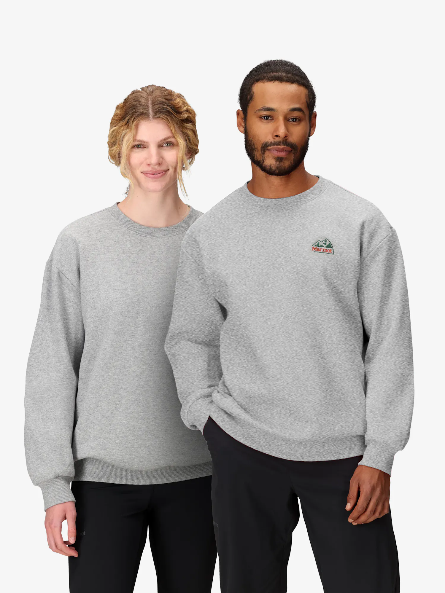 Marmot Unsiex Peaks Crew Sweatshirt (Spring 2026) in Grey Heather | Cotton