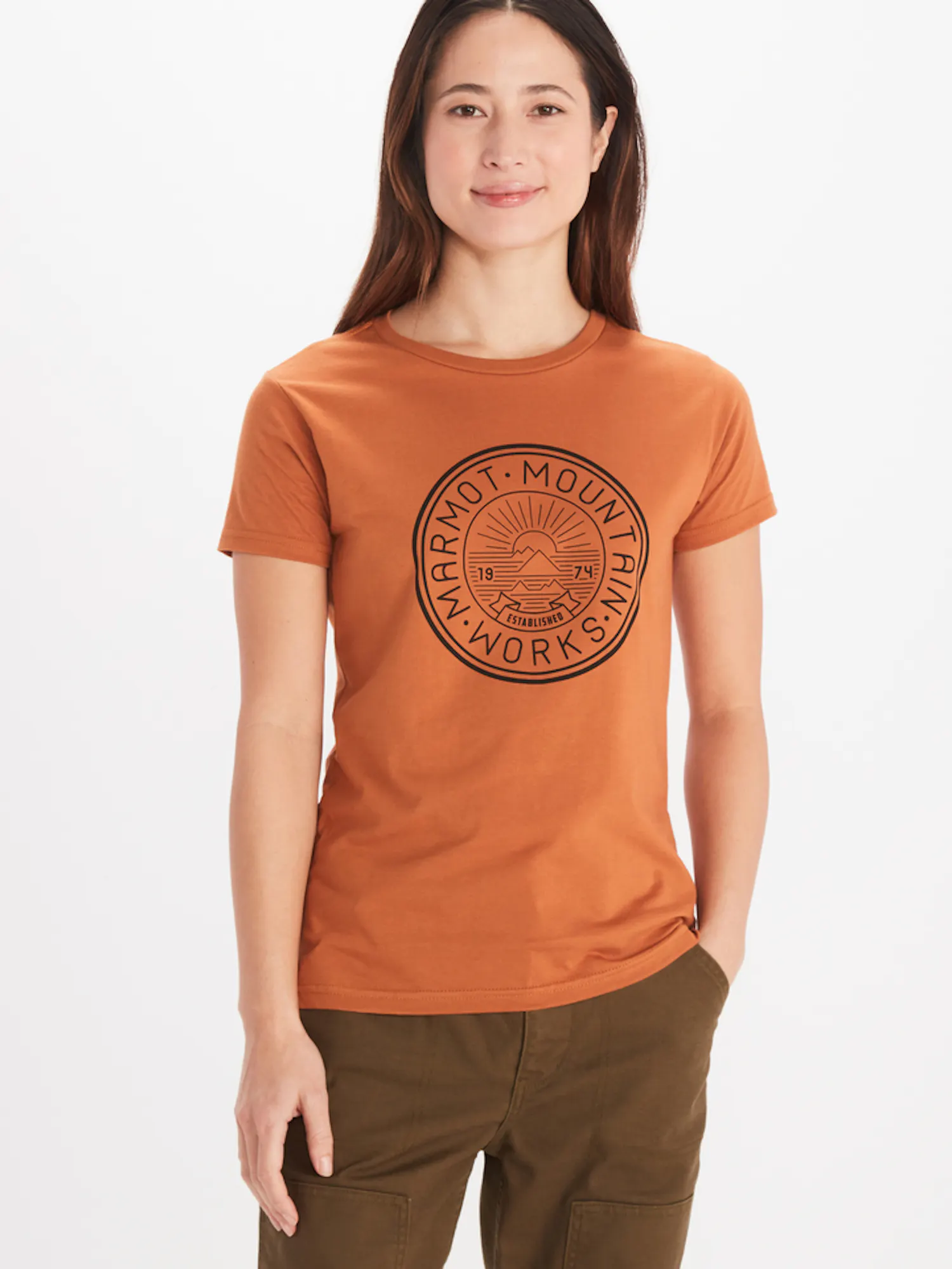 Marmot Women's MMW Short-Sleeve T-Shirt in Copper | Cotton