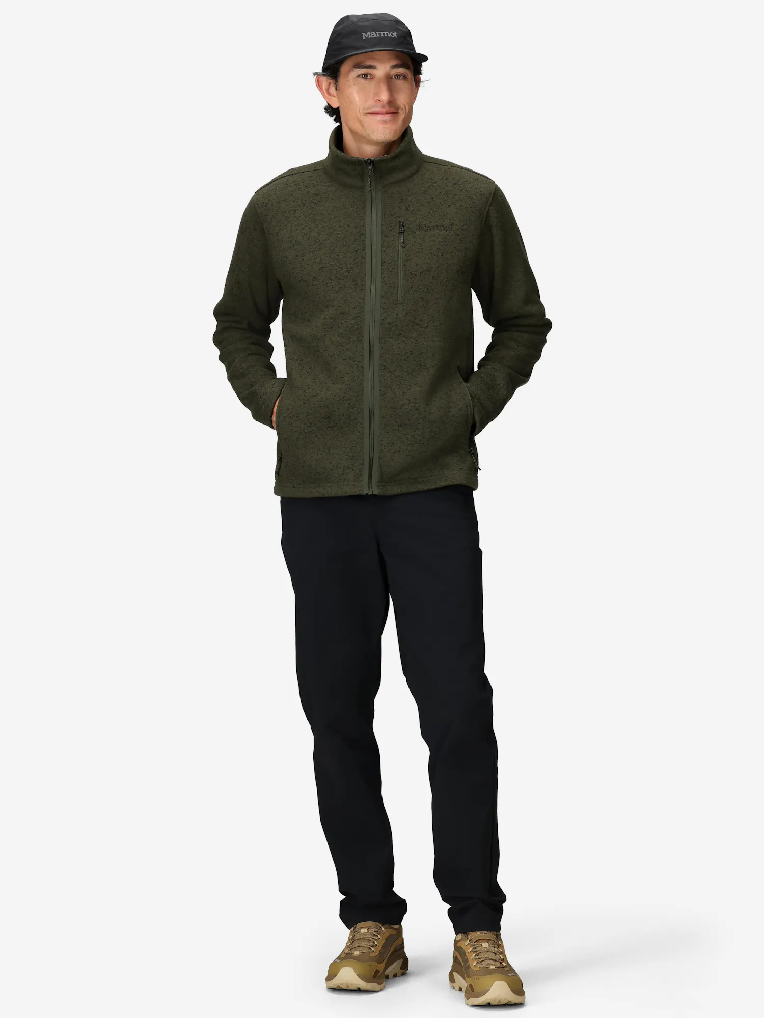 Marmot Men's Drop Line Sweater Fleece Full-Zip Jacket (Fall 2025) in Nori Heather