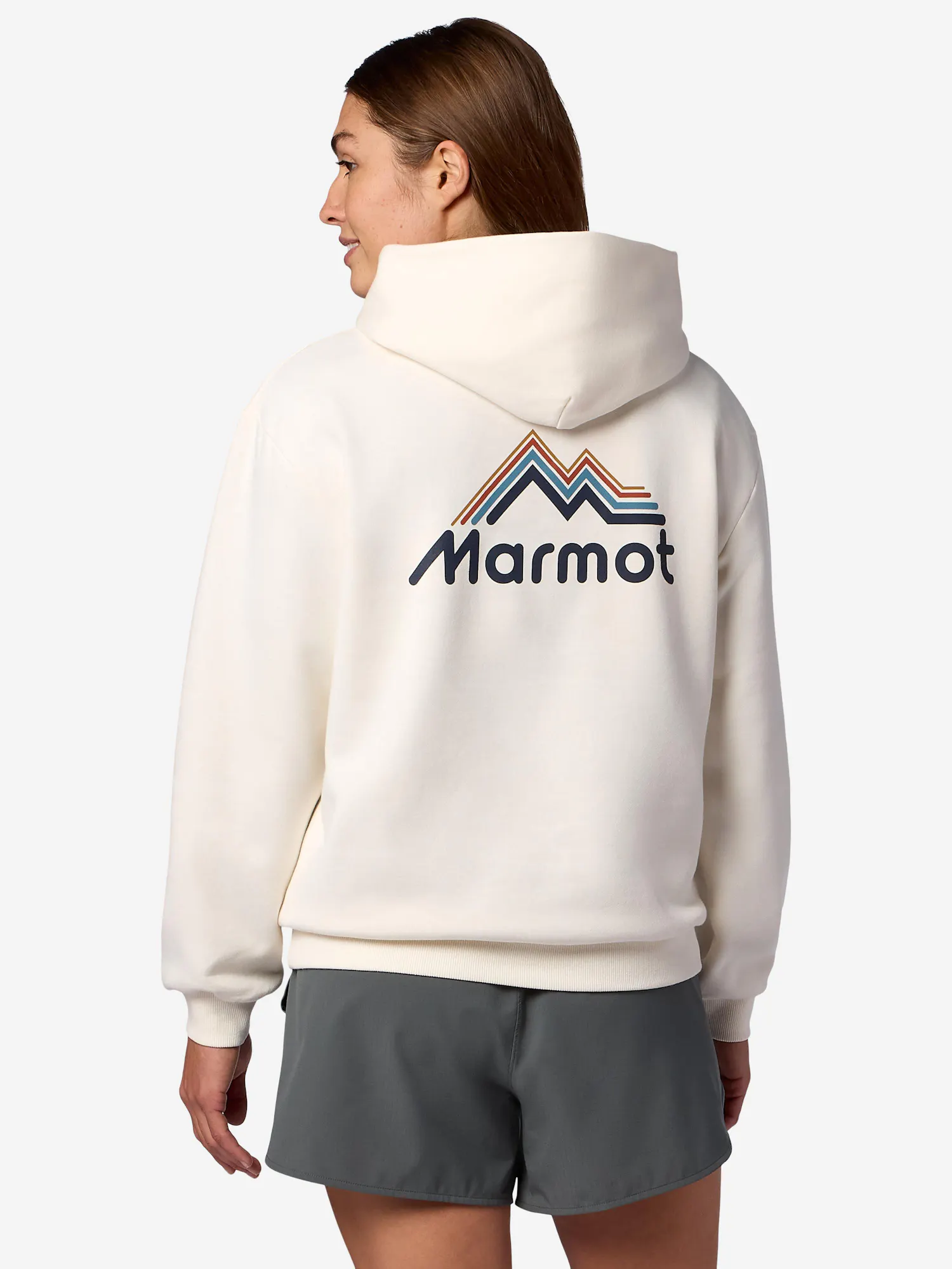Marmot Women's Peak Lines Hoodie Shirt in Pearl | Recycled Cotton