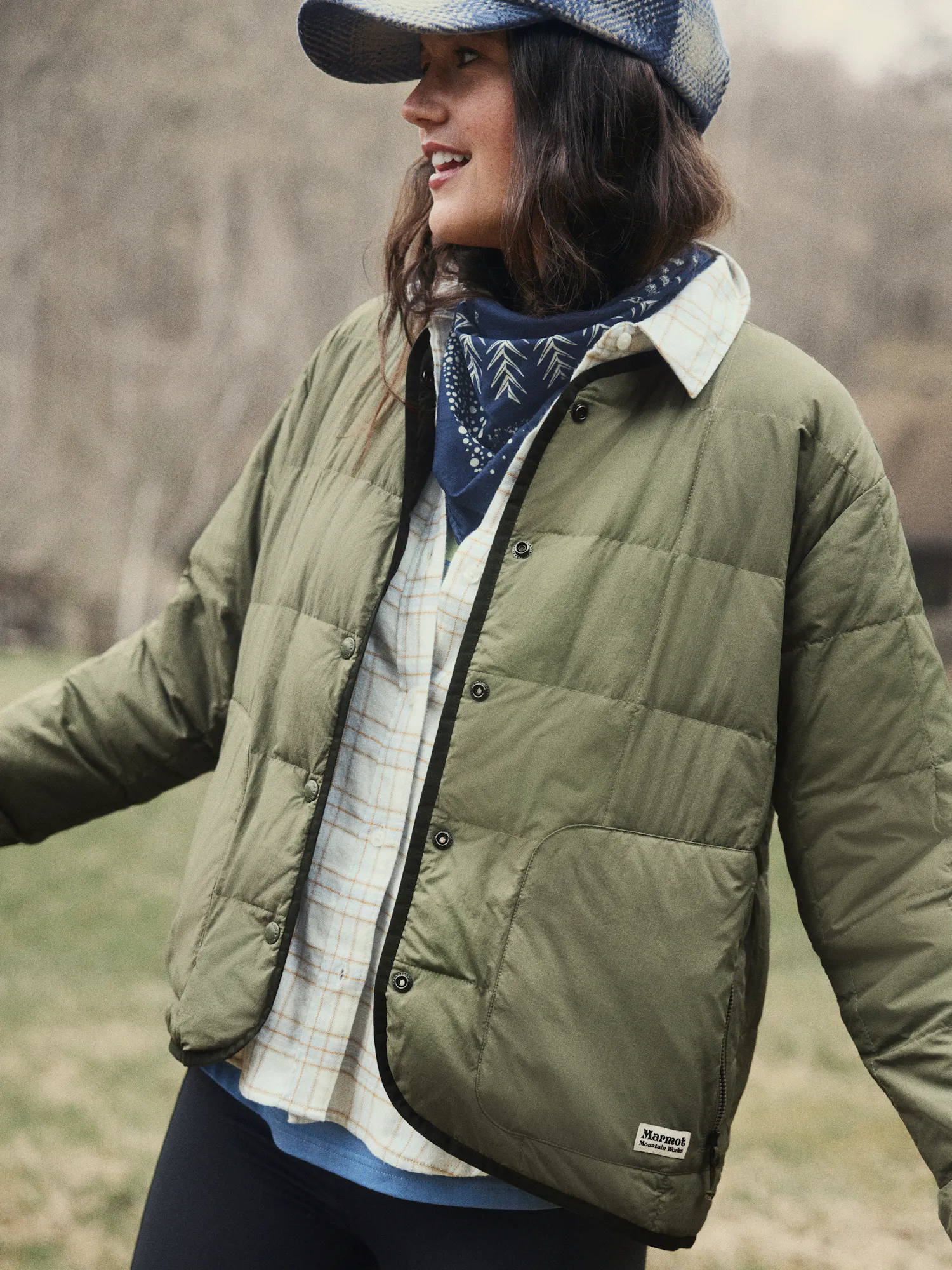 Marmot Women's Ares Down Collarless Jacket (Fall 2025) in Olive Grove