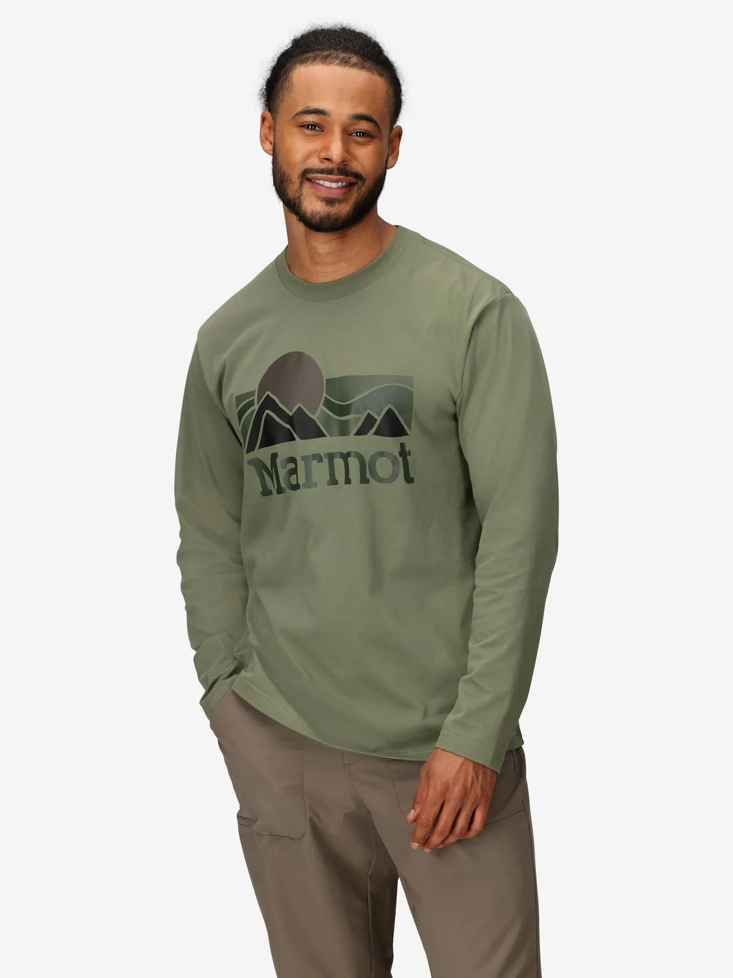 Marmot Men’s Coastal Long-Sleeve T-Shirt (Fall 2025) in Olive Grove | Cotton