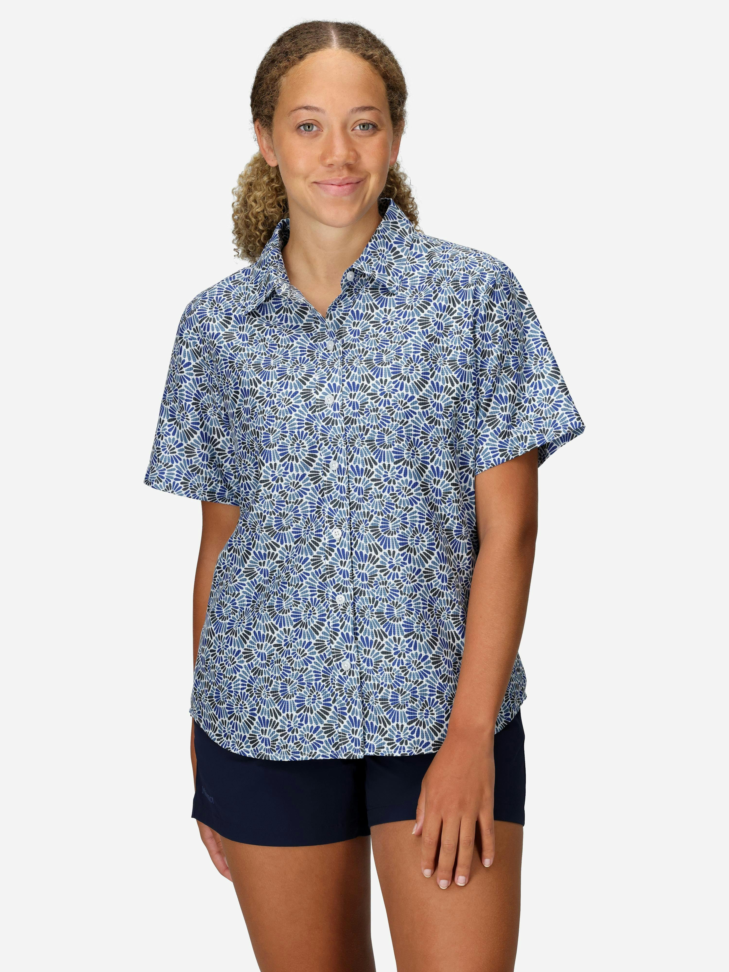 Women's AirExchange Perforated Short-Sleeve Pattern Shirt