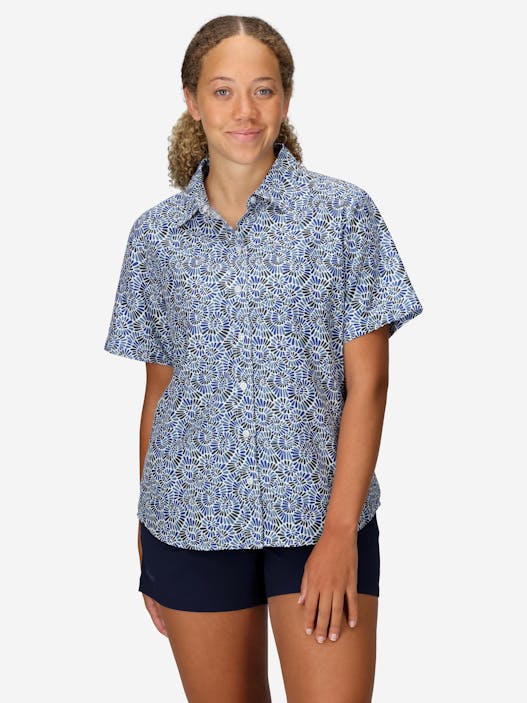Women's AirExchange Perforated Short-Sleeve Pattern Shirt
