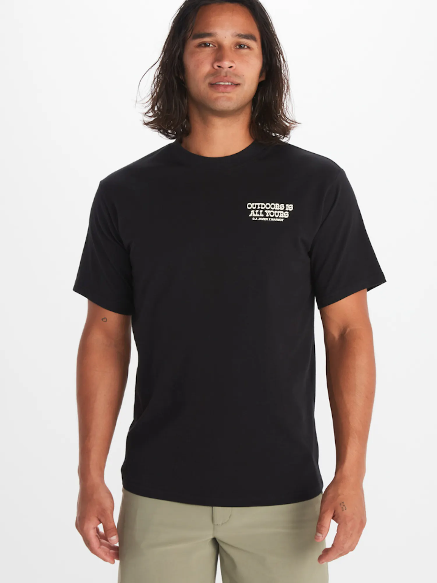 Marmot x DJ Javier "Outdoors Is All Yours" Heavyweight Short-Sleeve T-Shirt in Black | Cotton