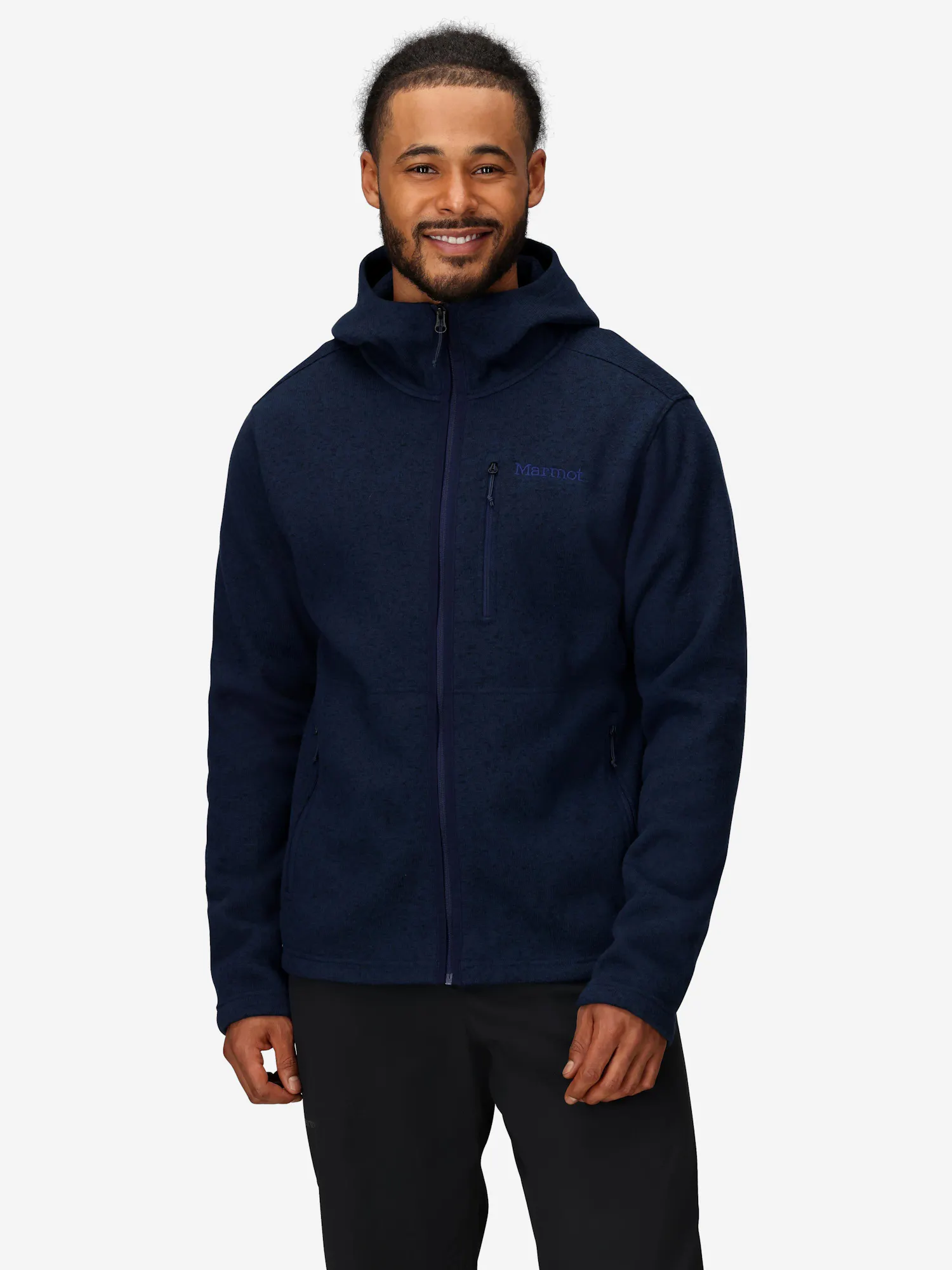 Marmot Men’s Drop Line Sweater Fleece Full-Zip Hoody in Arctic Navy Heather