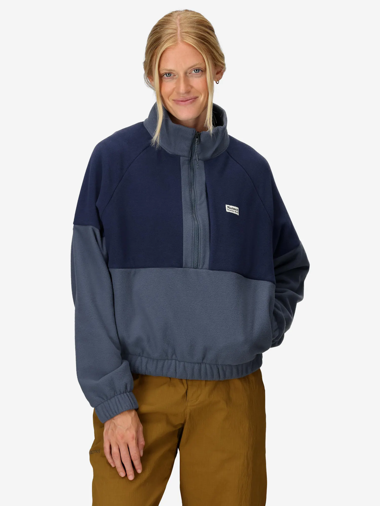 Marmot Women's Retro Rocklin 1/2-Zip Fleece (Spring 2025) Jacket in Thunderhead/Arctic Navy